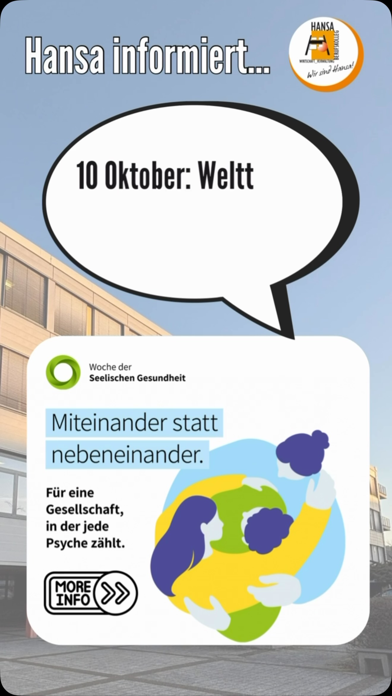 Mental Health Matters. Du bist wichtig. Wir sind füreinander da. 🧡

#WelttagDerPsychischenGesundheit #MentalHealthMatters #WirSindHansa #miteinanderstattnebeneinander